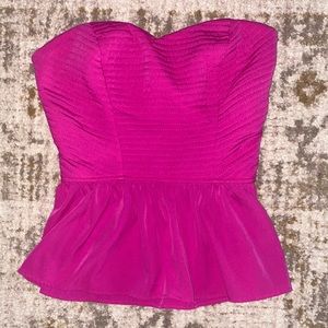 Hot Pink Peplum Strapless Shirt